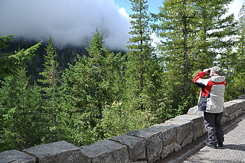 Wolkenverhangen: Mount Rainier